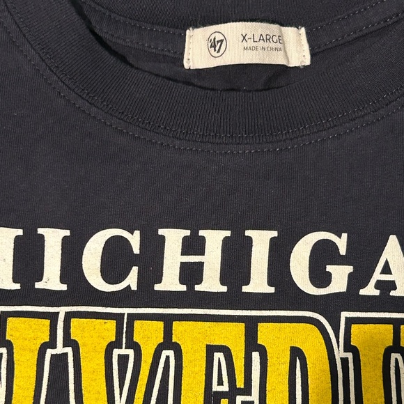 Michigan Wolverines '47 T-shirt blue with Maize colored letter XL M Logo EUC - Picture 6 of 7